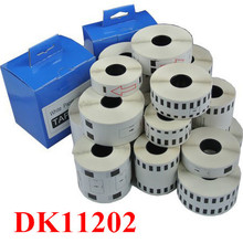 10rolls dk11202 compatible for brother DK label tape DK-11202 62mm*100mm black on white typewriter printer Ribbon label maker