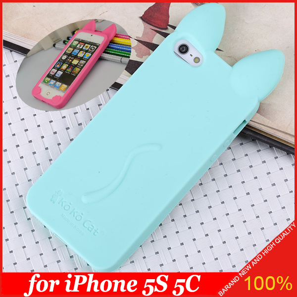 Image of 3D Soft Silicone Cute KOKO Cat with Ear Cover for Apple iPhone 5/5s/5C Free Shipping