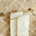 US Free Shipping Retro Style Top Quality Brass Double Towel Rail Bar Antique Brass Towel Holder