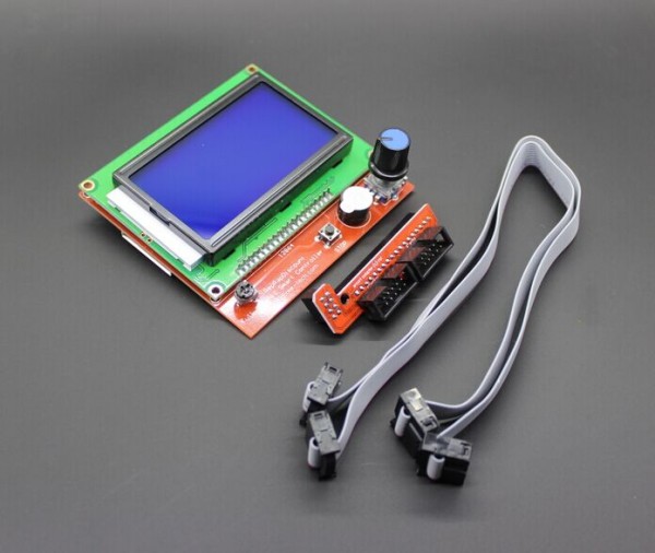 Free Shipping 2sets 1lot 3D printer smart controller RAMPS 1 4 LCD 12864 control panel blue