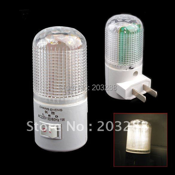 6 LED Nightlight Lamp Wall Plug Bright Warm White Light Saving Energy AC Powered DHL EMS