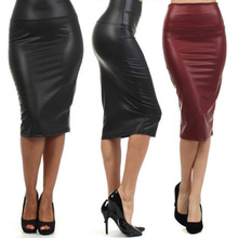 free shipping plus size high waist faux leather pencil font b skirt b font black font