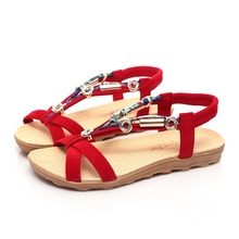 New Women Sandals Flats Ankle-Strap Shoes Women Summer Sandals Flip Flop Sandale Femme Red Sandals Plus Size 40 41