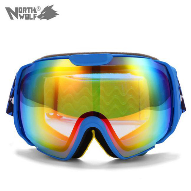 2015 Новый Лыжные Очки Двойной Линзы UV400 Противотуманные Большие Сферические Профессиональные Лыжные Очки Унисекс Многоцветная Очки Сноуборд