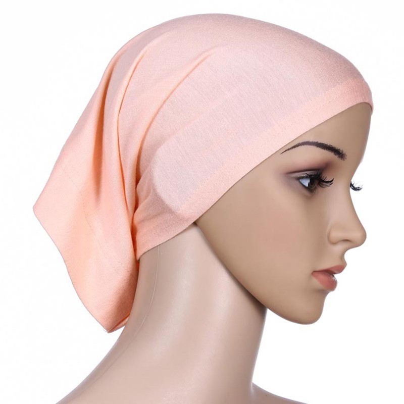 New Women Ladies Dimante Stone UnderScarf Hijab Tube Bone Bonnet Cap Back Flower