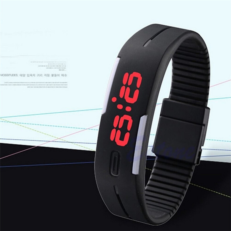 Image of 2016 New Sports Bracelet LED Watch Women Wristwatch Waterproof Rubber Band Digital Watch Men Wristwatches Free Shipping AS195
