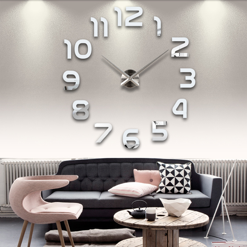 Image of 2016 new clock watch wall clocks horloge 3d diy acrylic mirror Stickers Home Decoration Living Room Quartz Needle free shipping