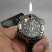 New 2015 Military Lighter Watch Novelty Man Quartz Sports Refillable Butane Gas Cigarette Cigar Men Watches