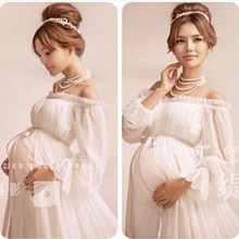 new white lace Maternity dress Photography Props Long lace dress pregnant women Elegant Fancy Photo Shoot Studio Clothing