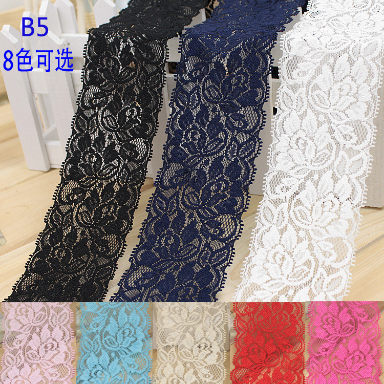 Description Picture 2 of item6.5cm Soft Elastic Lace Ribbon Tape DIY Handmade Apparel Sewing & Fabric Material Crafts Supplies White Black Blue Lace Trimming