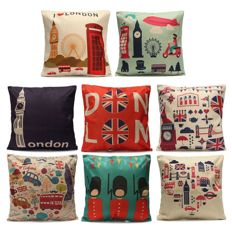 Aliexpress.com : Buy New Square London Bus Britain Flag Decorative Pillow Cover Case Building ...