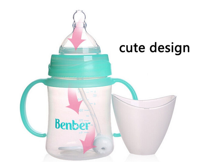 160ml Baby Feeding Bottle PP Bottle With Handle Standard Caliber Nursing Bottle Automatic Nipple Cute Mini Milk Bottle (7)