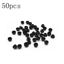 50pcs Soft 11MM Replacement Silicon Ear Pad Earbud Cover For In-Ear Earphone Black