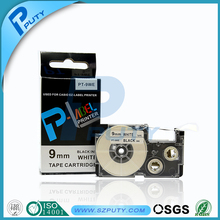 Compatible for EZ-label printer 9mm black on white XR-9WE casio label tape PT-9WE for casio printer