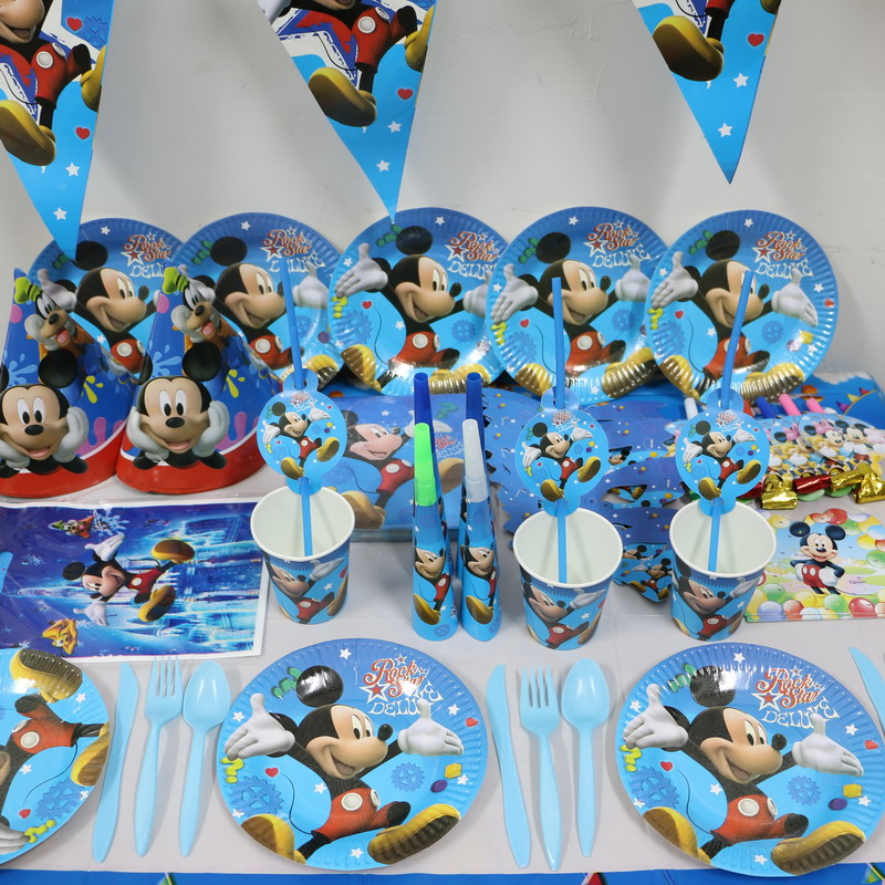 Wholesale 1pack 45pcs Cartoon Mickey Mouse kid 1st Birthday Theme Party Supplies Kids Party ...