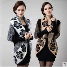 Women’S Casual Korean Large Size Long Cardigan Sweater Coat Cloak Long Sleeves Patchwork Autumn Knit Shawl Sweater Outwear J421