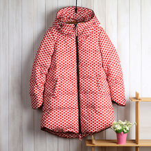 2015 New Arrival Women Coat Long Sleeve Polka Dot Wide waisted Thick Down Parkas Plus size