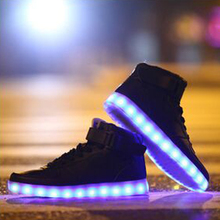 2016 Men&Womens Led Lights casual Shoes High Tops Leisure Simulation Chaussure Femme Usb Con Luz Lumineuse zapatillas led hombre