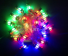 AC110V 220V font b Christmas b font Lights Chinese Lantern RGB Flashing Led String 4m 20leds