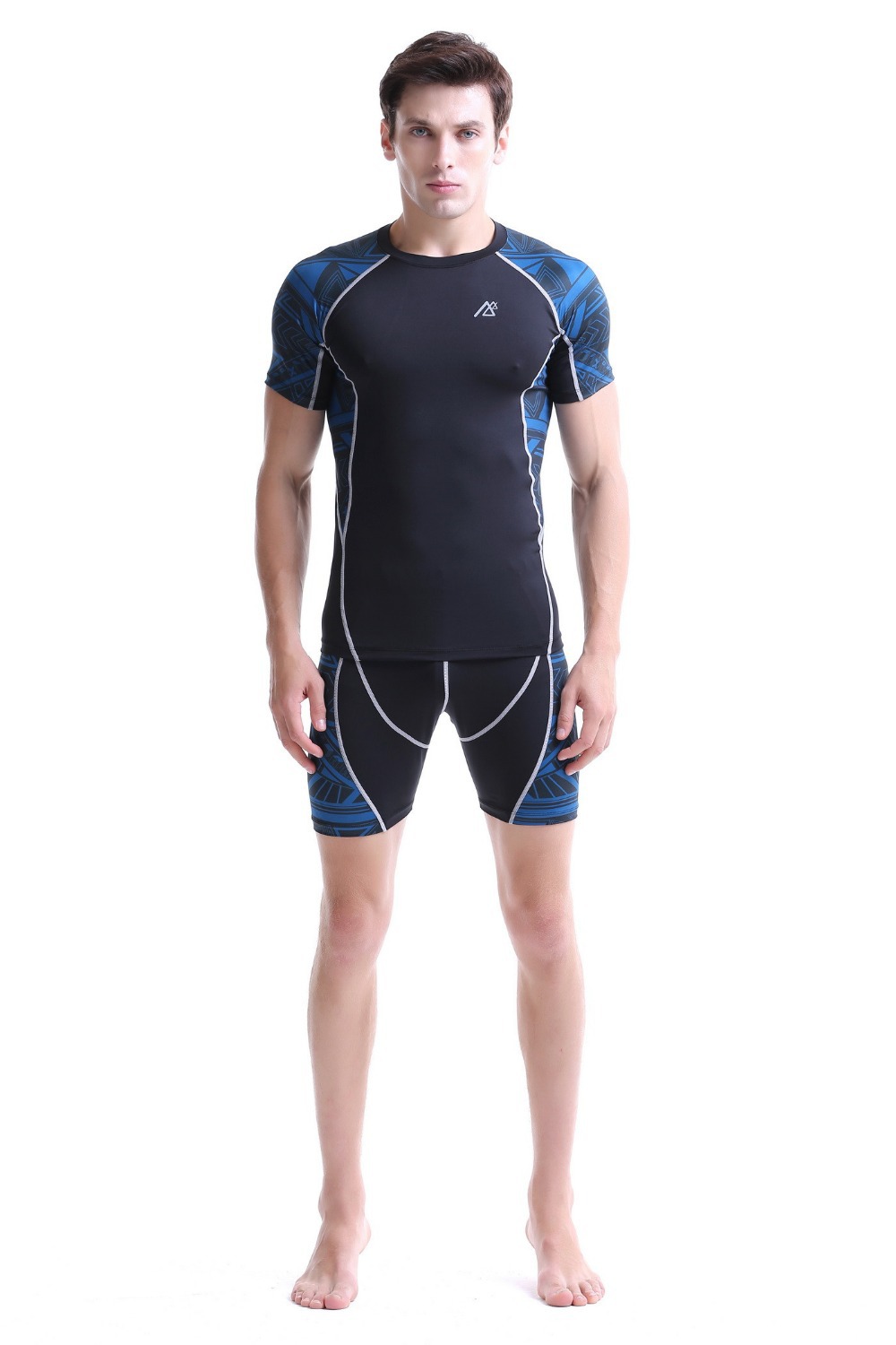 men's run set suit for jogging training gym T shirt Polyester Spandex dry fit Soft feeling gym custom tshirt