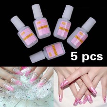 5 x 10g Pink Nail Gel Fast Drying Nail Glue Beauty False Art Decorate Tips Acrylic Glue T#3T