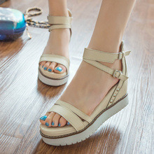 Gladiator Sandals 2016 Summer New Leather Zipper Quality Elevator Soft Shoes Women Sexy Platform Comfertable Shoes Zapatos Mujer