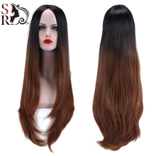 1PC Long Kanekalon Hair Wigs Wavy Curly Curl Free Gift Cap U Part Wig Natural Synthetic Heat Resistant Ombre Wig