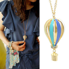 2014 New Arrival  New Fashion Colorful Jewelry Aureate Drip Hot Air Balloon Pendant Long Necklace Free shippng & wholesale