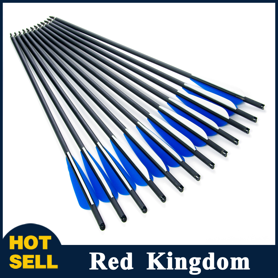Image of 12pcs/lot Hunting Archery Carbon Arrow 20" Crossbow Bolts Arrow With 4" vanes Feather and Replaced Arrowhead/Tip Free Shipping