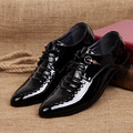 Derby shoes mens patent leather black shoes big size 38 44 solid breathable mens pointed toe