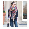 Hot Sale Luxury Brand Female Scarf Checkered Wool Blend Designer Shawl Girl thicken soft Scarves Winter