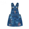 New Arrival 2017 Girls Denim Sundress Girls Silver embroidery Sundress Kids Suspender Denim dress Child Casual
