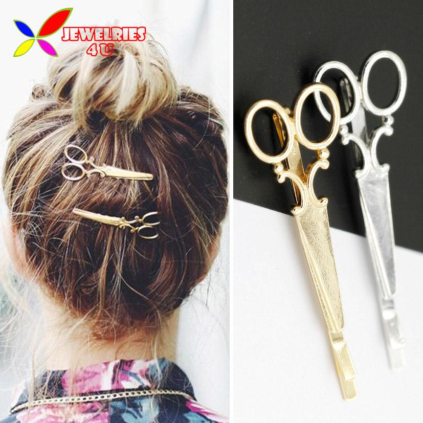 Image of 2016 Hot Hairpins Fashion Trendy Lovely Gold Silver Metal Scissors Hair Clips for Women Jewelry Aaccessories pinzas de pelo