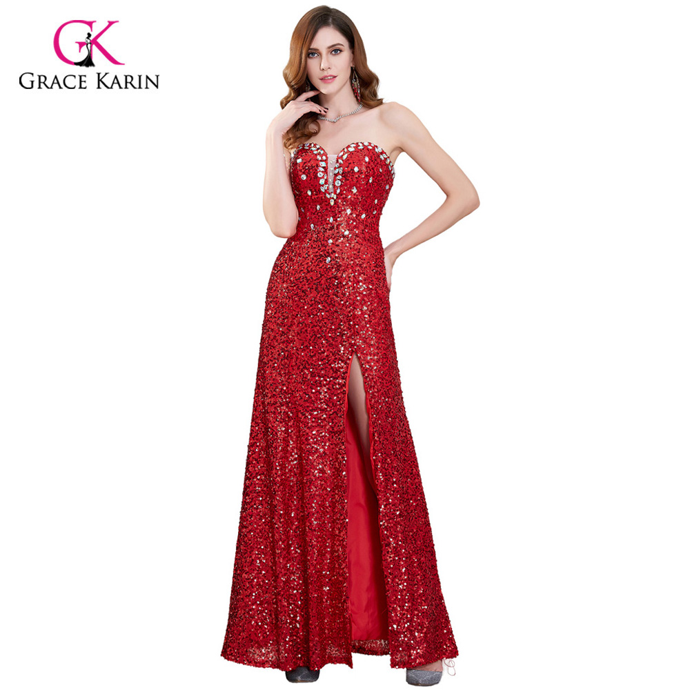 Online Buy Wholesale Long Red Sequin Dress Strapless From China Long