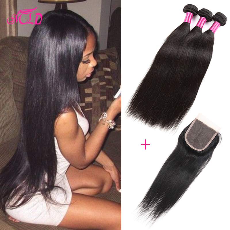 Image of Brazilian Virgin Hair Straight With Closure 3 Bundles Brazilian Straight Hair With Closure 7a Unprocessed Cheap Human Hair Weave