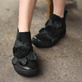 Fashion Artmu 2016 Martin Boots Women Flower Cowhide Boots Chelsea Boots Plus Velvet Boots Lady Shoes