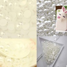1000pcs 2mm charming white pearl half flat surface beads gems nail diamond jewelry DIY decoration
