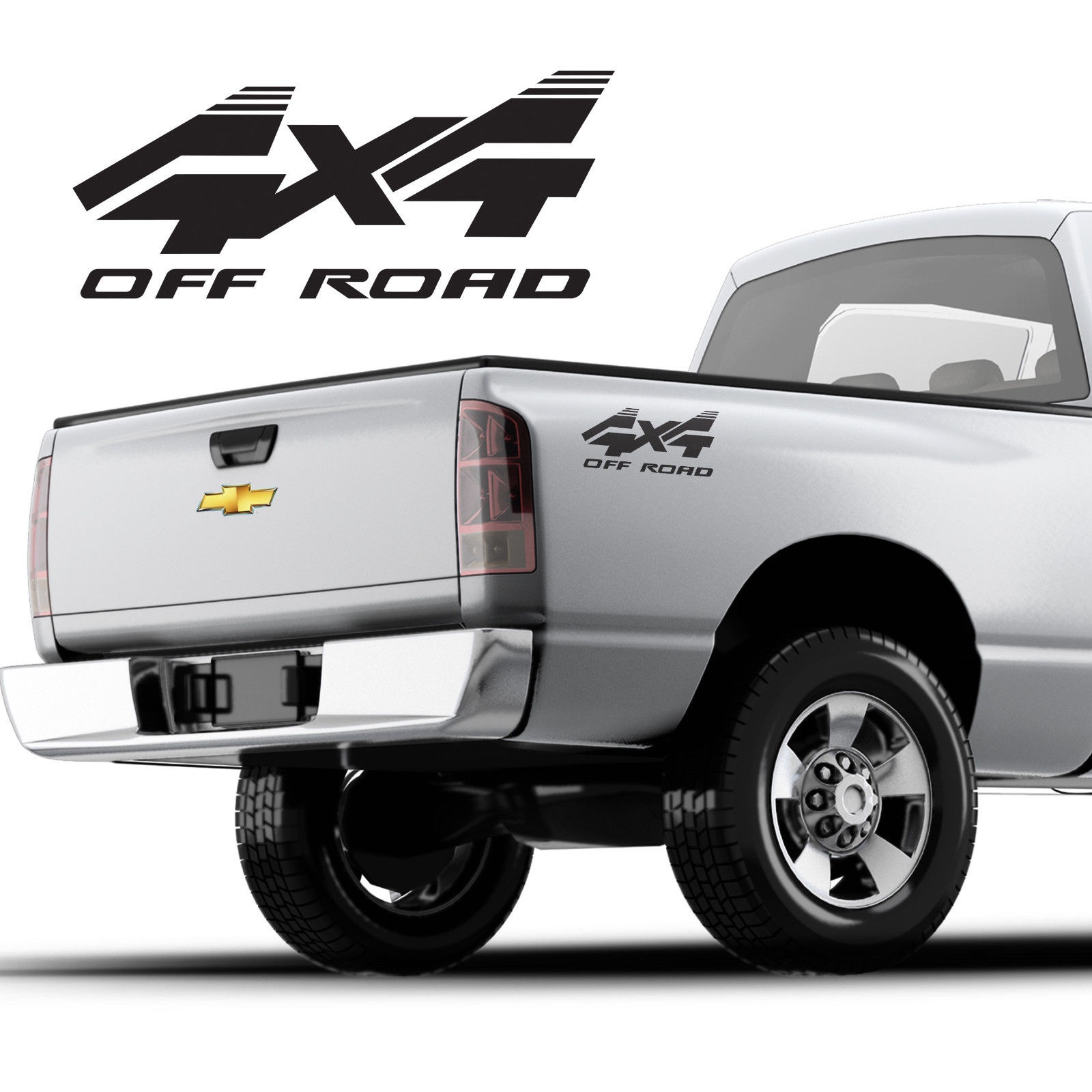 for Ford F-150 /& Super Duty Set METALLIC SILVER 4x4 OFFROAD Truck Bed Decals