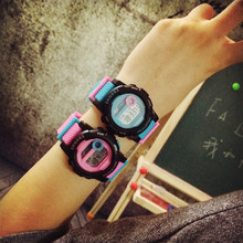 Cute Fashion Digital LED Stop Watch Rubber Watch Wristwatches Gift Hours for Women Girls Children Black