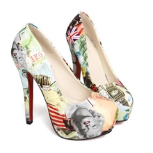 2016 Marilyn Monroe Pattern Sexy High Heels Brand Women Pumps Ladies Shoes Woman Chaussure Femme Zapatos Mujer sapato feminino