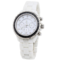 IKcolouring Men Automatic Mechanical Watch Black White Ceramic Strap Multi Functional Sapphire Calendar Waterproof Luxury Clock