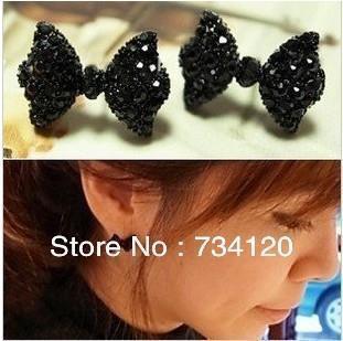 Image of ES017 New style Western Fashion Simple Black Butterfly Bow Earrings Wholesale Jewelry Free shipping