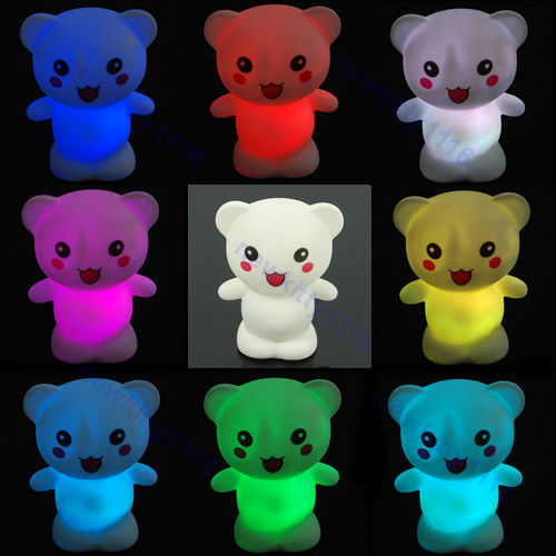 E74 New Christmas Lovely Bear 7 Color Changing LED Kids Decor Night Light Lamp
