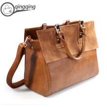 Nubuck Cow Leather 100% +PU Leather Vintage lady’s evening bags brand woman genuine leather handbag famous designer handbags