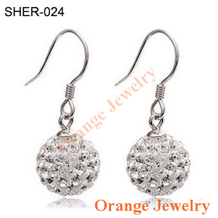 Aliexpress Wholesale 10mm Mix Color Crystal Micro Pave Disco Ball Silver Plated Drop Earring Free Sh