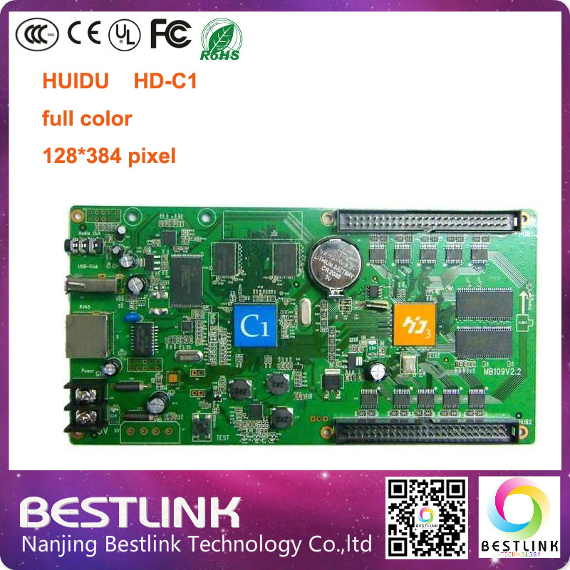 huidu led controller card supply hd-c1 rgb video control card 128*384 pixel 50pin port for outdoor video wall rgb led display