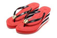 Free shipping 2016 new summer high heels women flip flops female platform wedges slippers girl’s beach Dress sandals Shoes