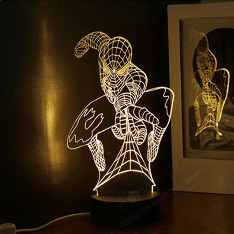 Free Sipping Marvel Super Hero Spider Man 3D Table Lamp Kids Night Light Art Deco Table Lamp ...