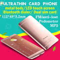 Ultrathin credit card mobile phone A7 OLED touch display metal body MP3 dual sim FM bluetooth