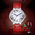 WEIQIN Date Silver Case Genuine Leather Straps Watches Women Water Resistant Lady Fashion Casual Rome Style